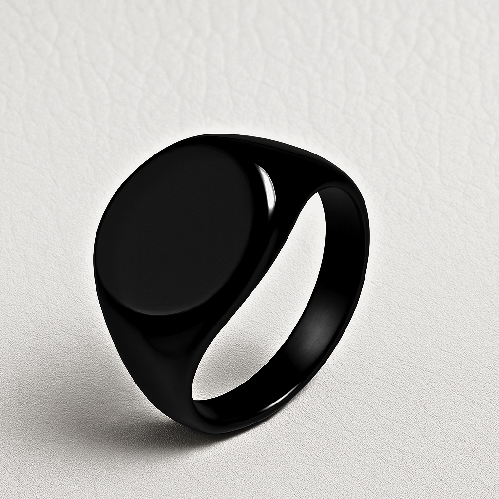 The Core Black - Round Signet Ring