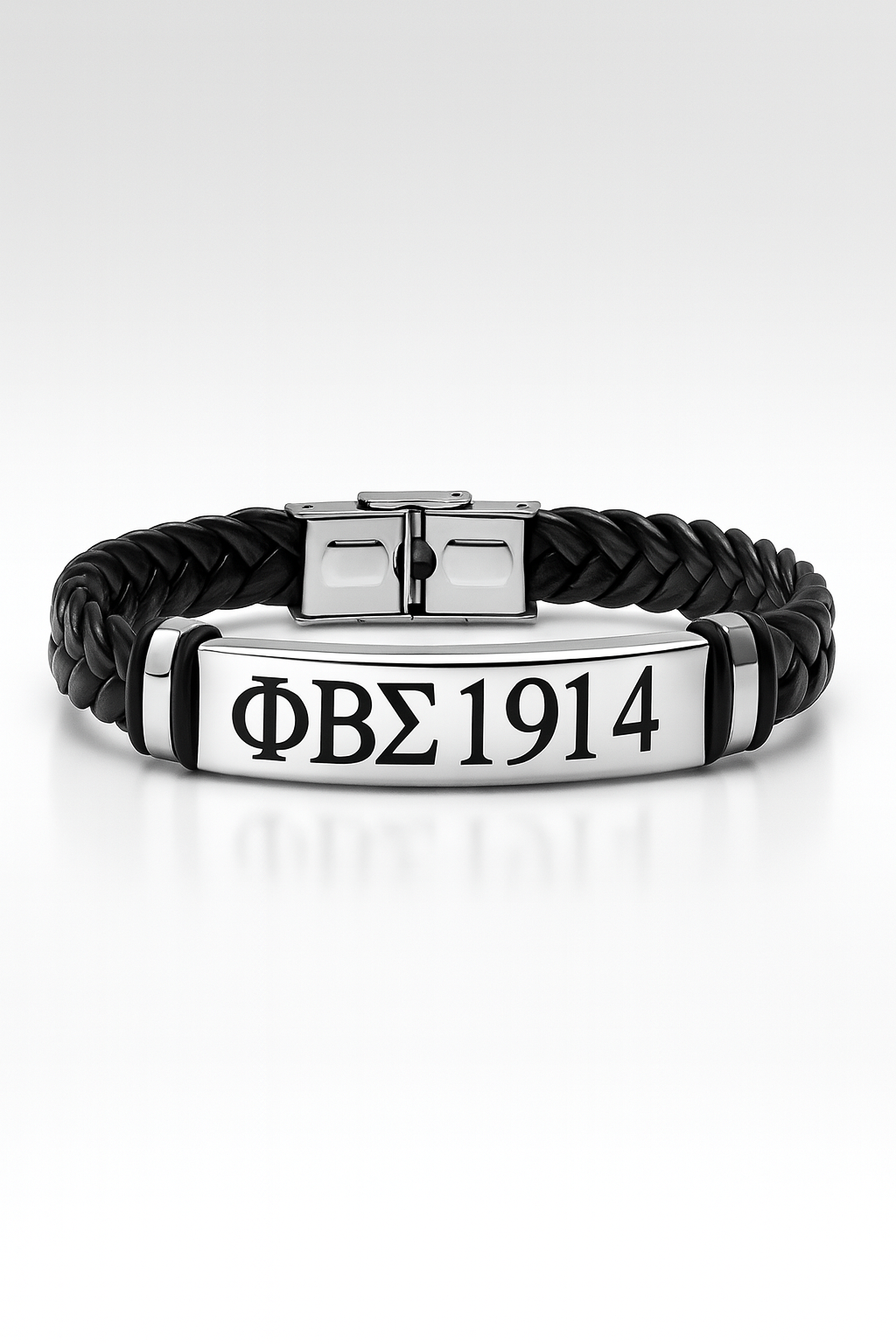 Legacy Braided Leather Bar Bracelet — Phi Beta Sigma (1914 Black Edition)