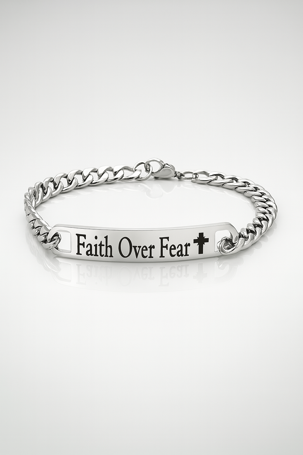 Faith Over Fear Legacy Cuban Bracelet – Silver Edition