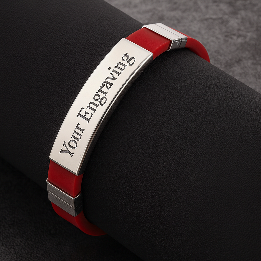 CoreBand Red – Active Silicone & Stainless Steel Bracelet