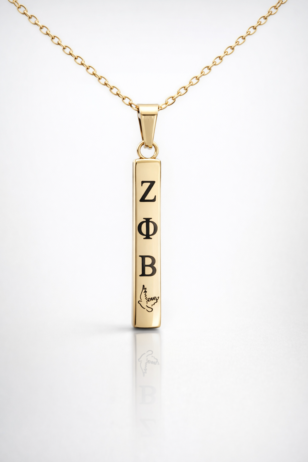 Eternal Dove Legacy Bar Necklace – Gold Edition (Zeta Phi Beta)