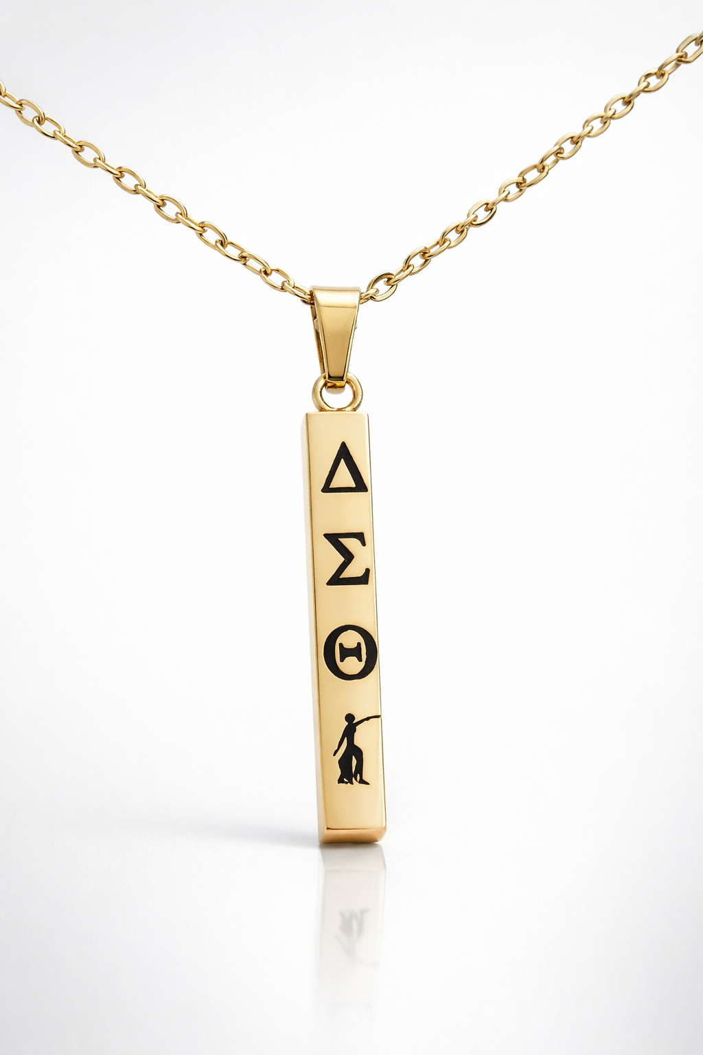 Golden Fortitude Vertical Bar-Delta Sigma Theta Vertical Bar Necklace