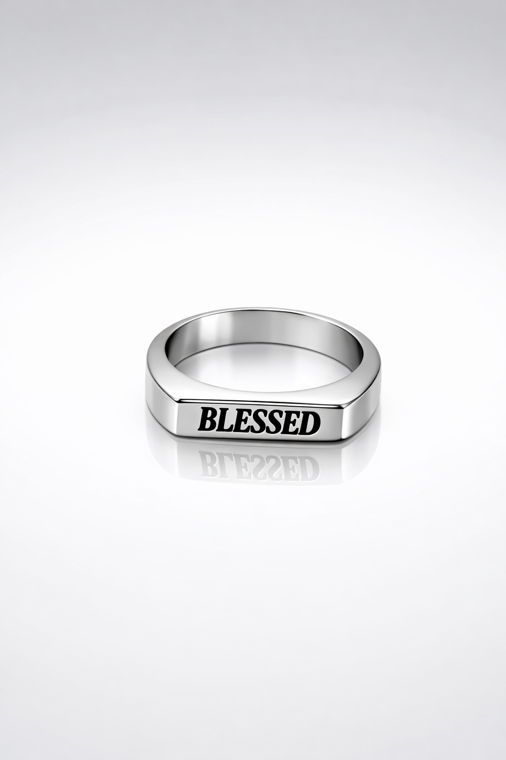 Blessed Signature Horizontal Signet Ring – Silver Edition