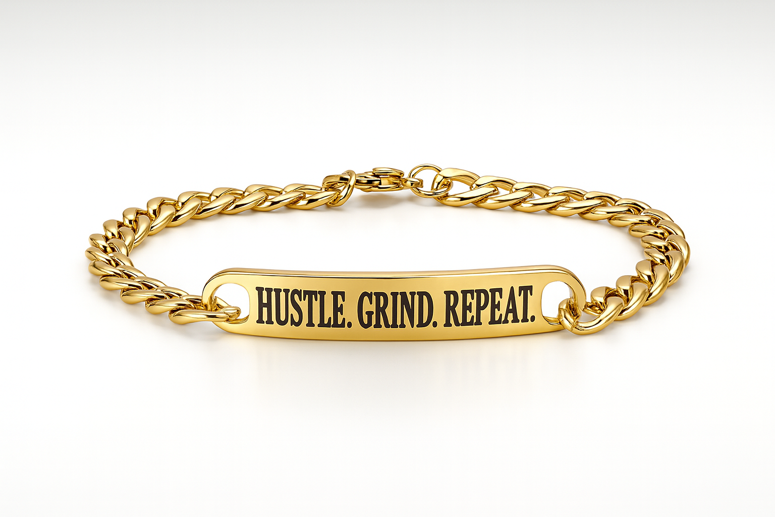 Hustle. Grind. Repeat. Legacy Cuban Bracelet – Gold Edition