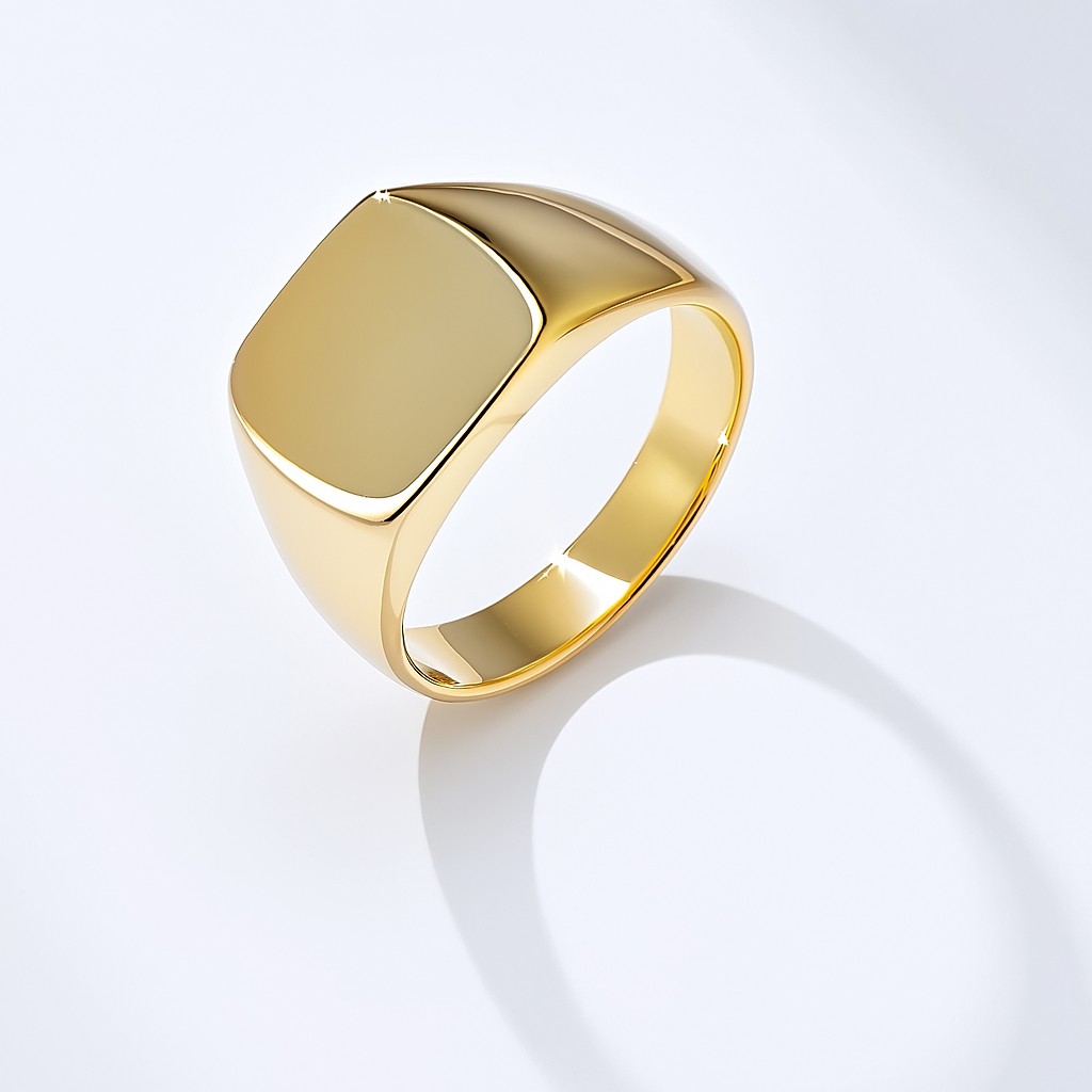 The Obsidian Gold Crest – Square Signet Ring