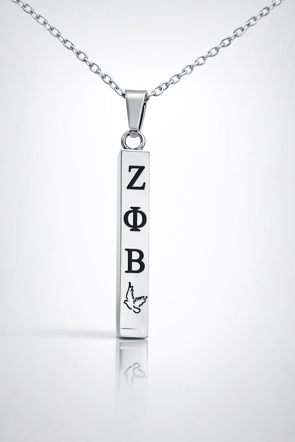 Eternal Dove Legacy Bar Necklace – Silver Edition (Zeta Phi Beta)