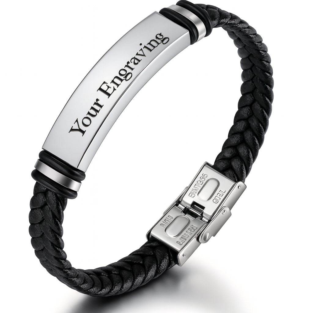 NoirBangle – Black Leather Bangle Bracelet