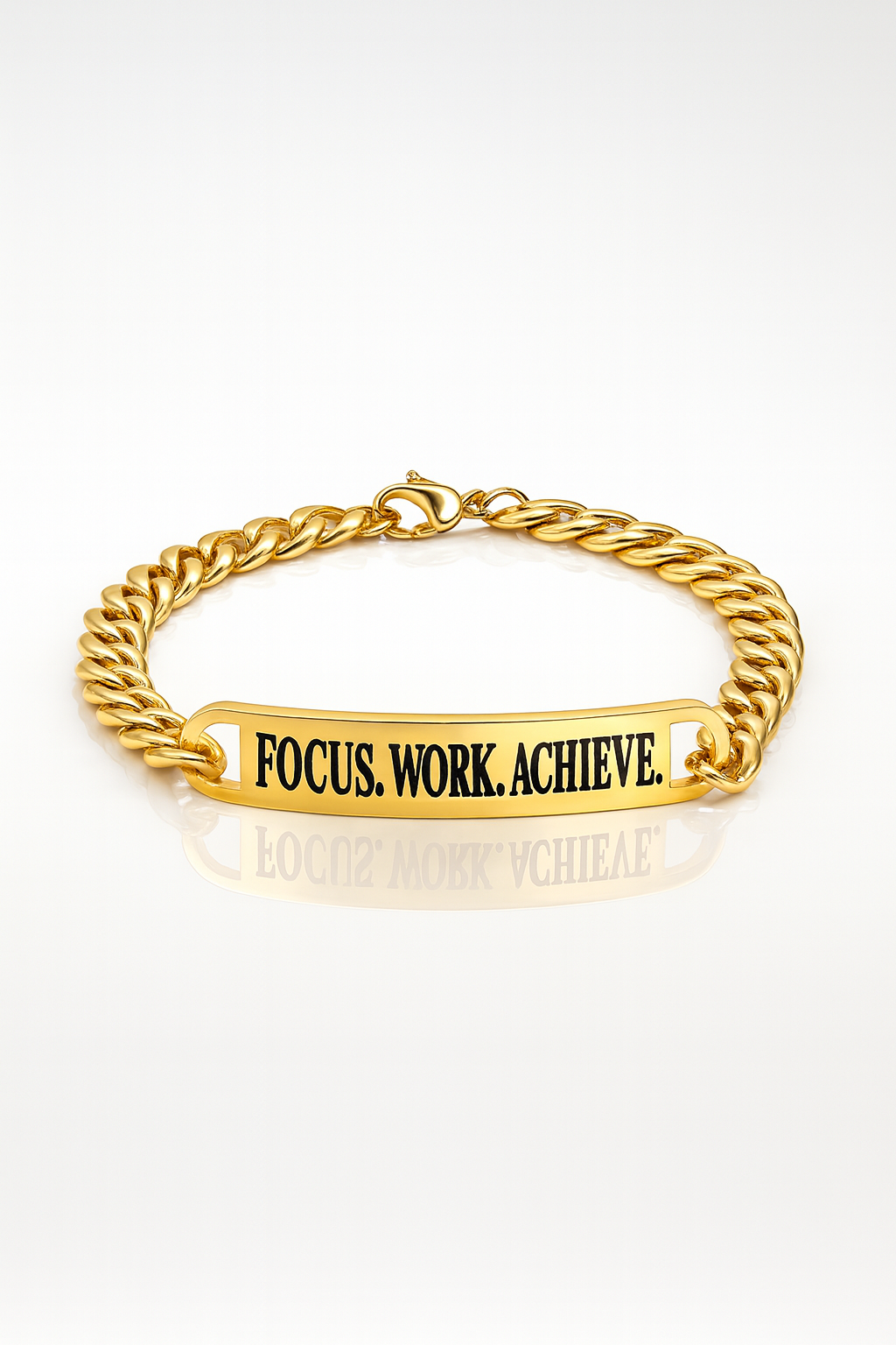 Focus. Work. Achieve. Legacy Cuban Bracelet – Gold Edition