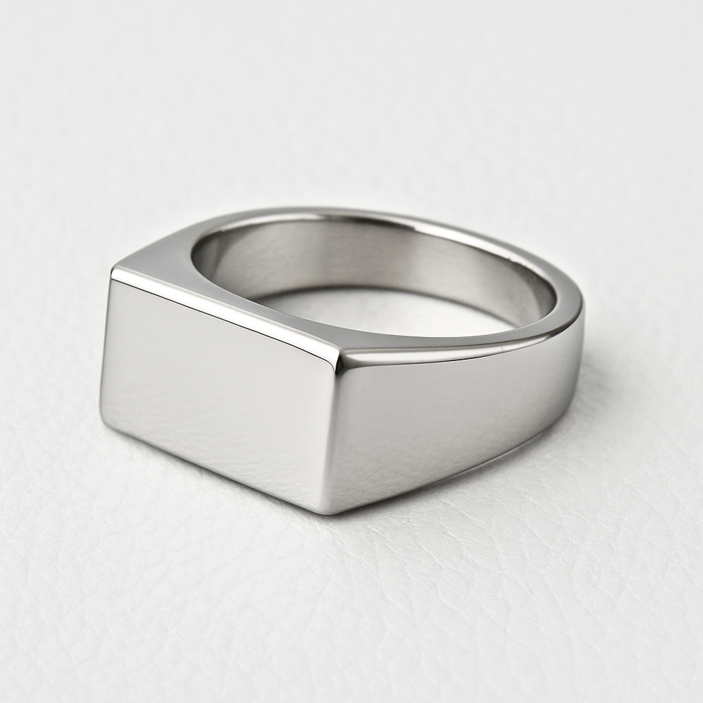The Silver Dominion – Polished Rectangular Signet Ring