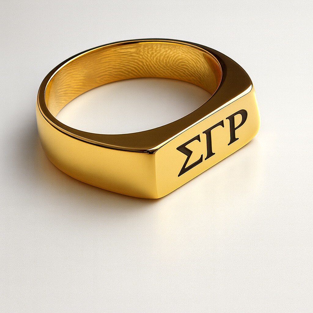Imperial Legacy Minimalist Horizontal Signet Ring – Sigma Gamma Rho Gold Edition