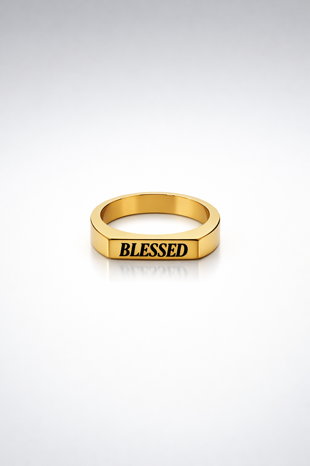 Blessed Signature Horizontal Signet Ring – Gold Edition