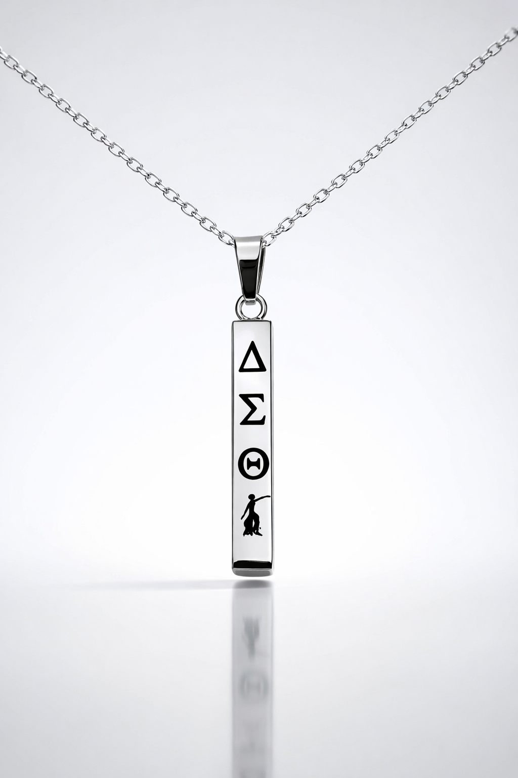 Silver Fortitude Vertical Bar-Delta Sigma Theta Vertical Bar Necklace