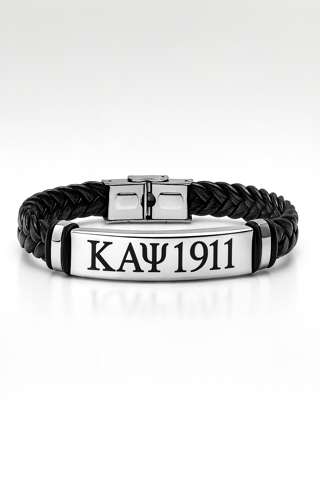 Legacy Braided Leather Bar Bracelet — Kappa Alpha Psi (1911 Black Edition)