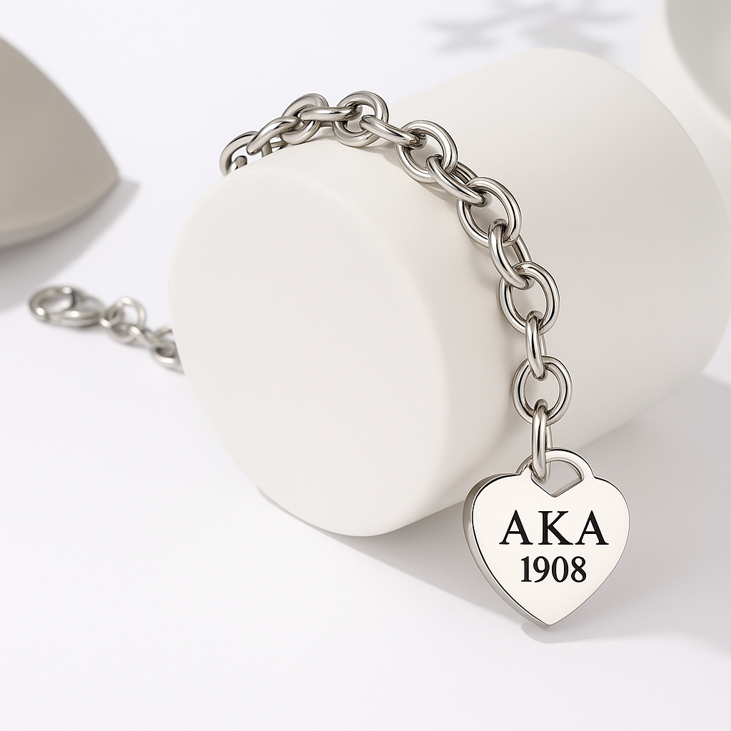 AKA Legacy Heart Charm Bracelet – Silver Edition
