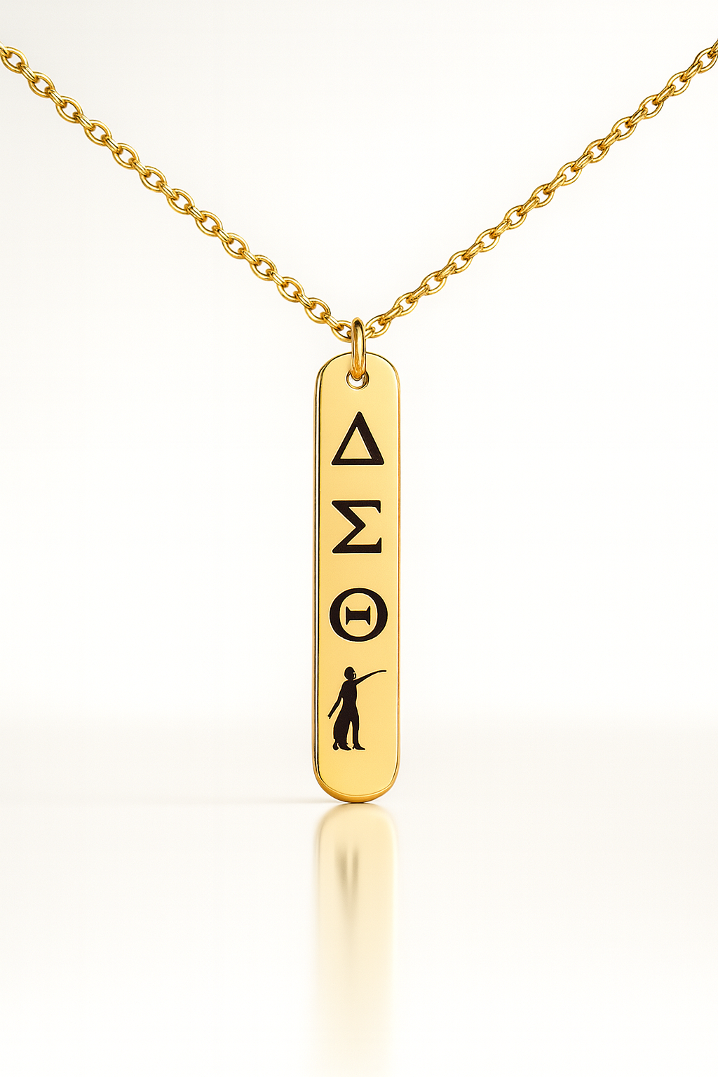 Golden Fortitude Pendant Necklace – Delta Sigma Theta Vertical Pendant Necklace