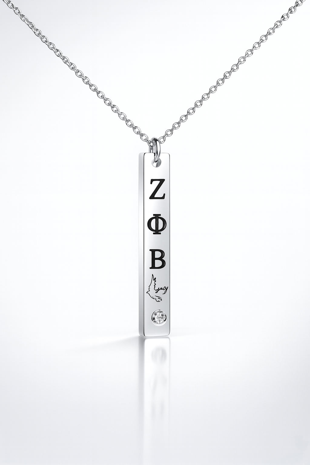 Zeta Prestige Dove Legacy Bar Necklace – Silver Edition 