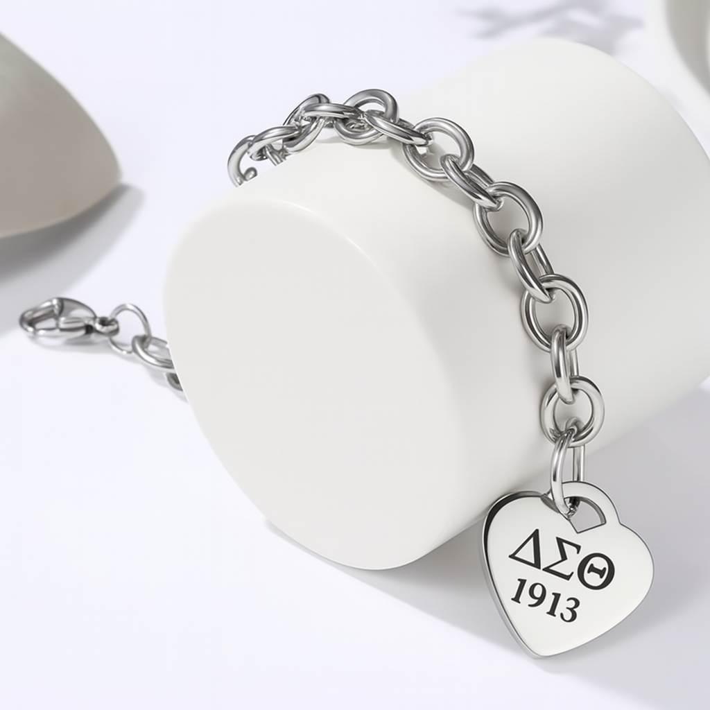 Silver Heart – Delta Sigma Theta Heart Charm Bracelet
