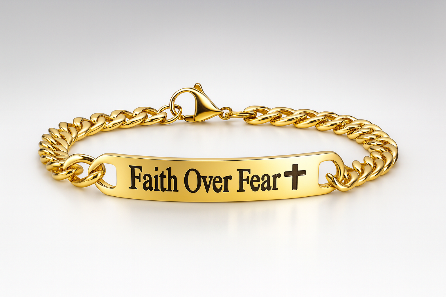 Faith Over Fear Legacy Cuban Bracelet – Gold Edition