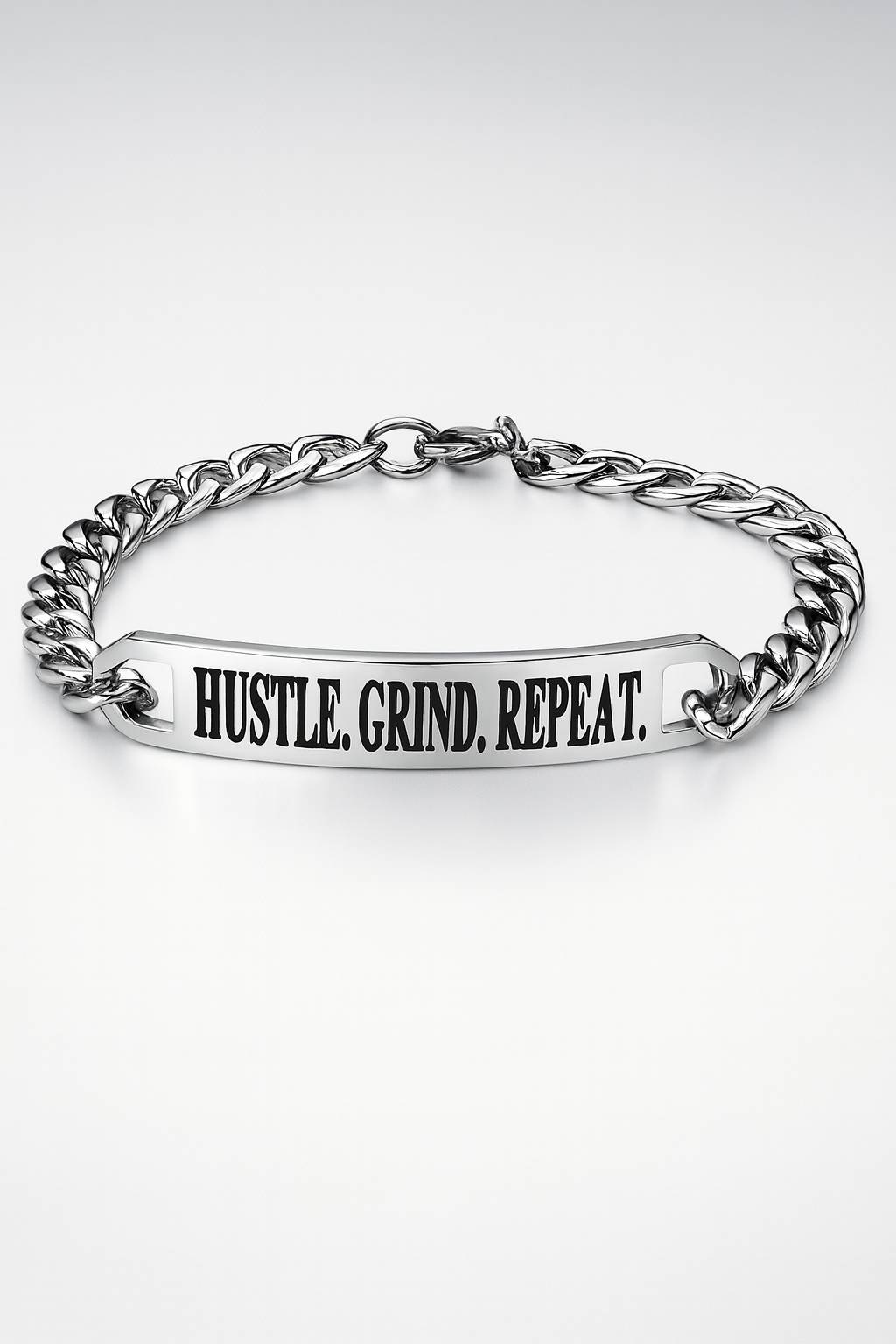 Hustle. Grind. Repeat. Legacy Cuban Bracelet – Silver Edition