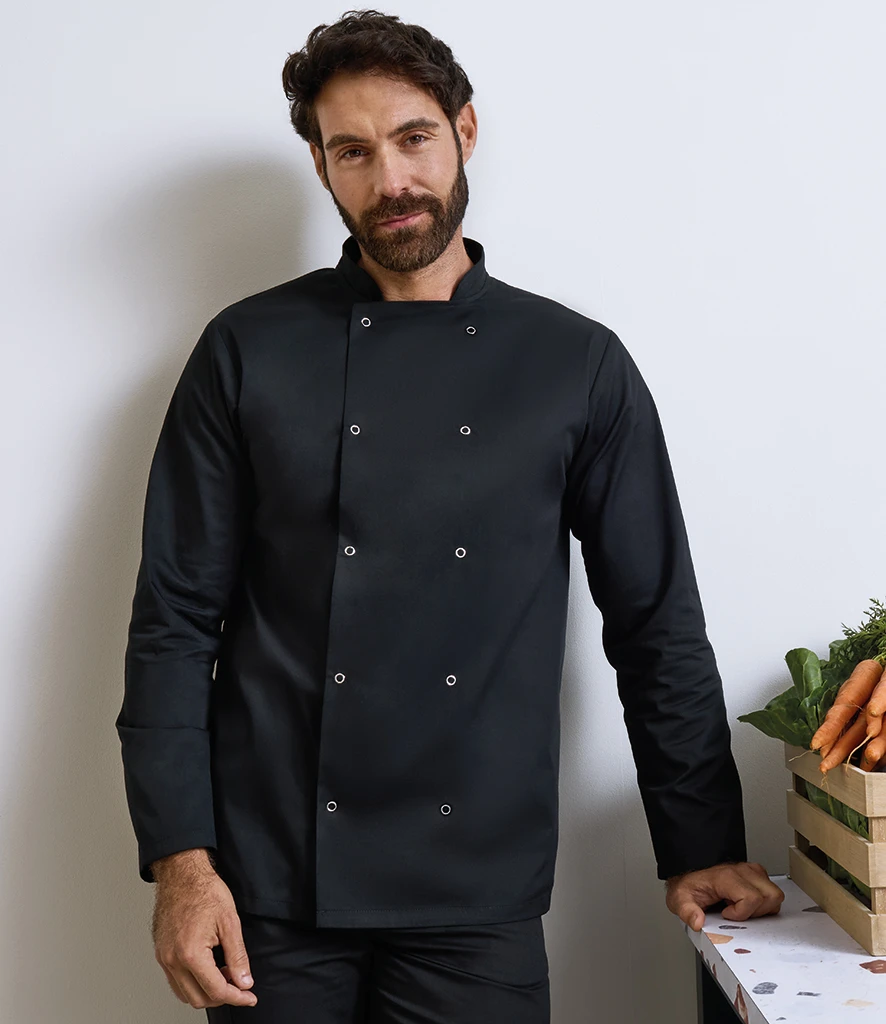 Premier Unisex Long Sleeve Stud Front Chef's Jacket