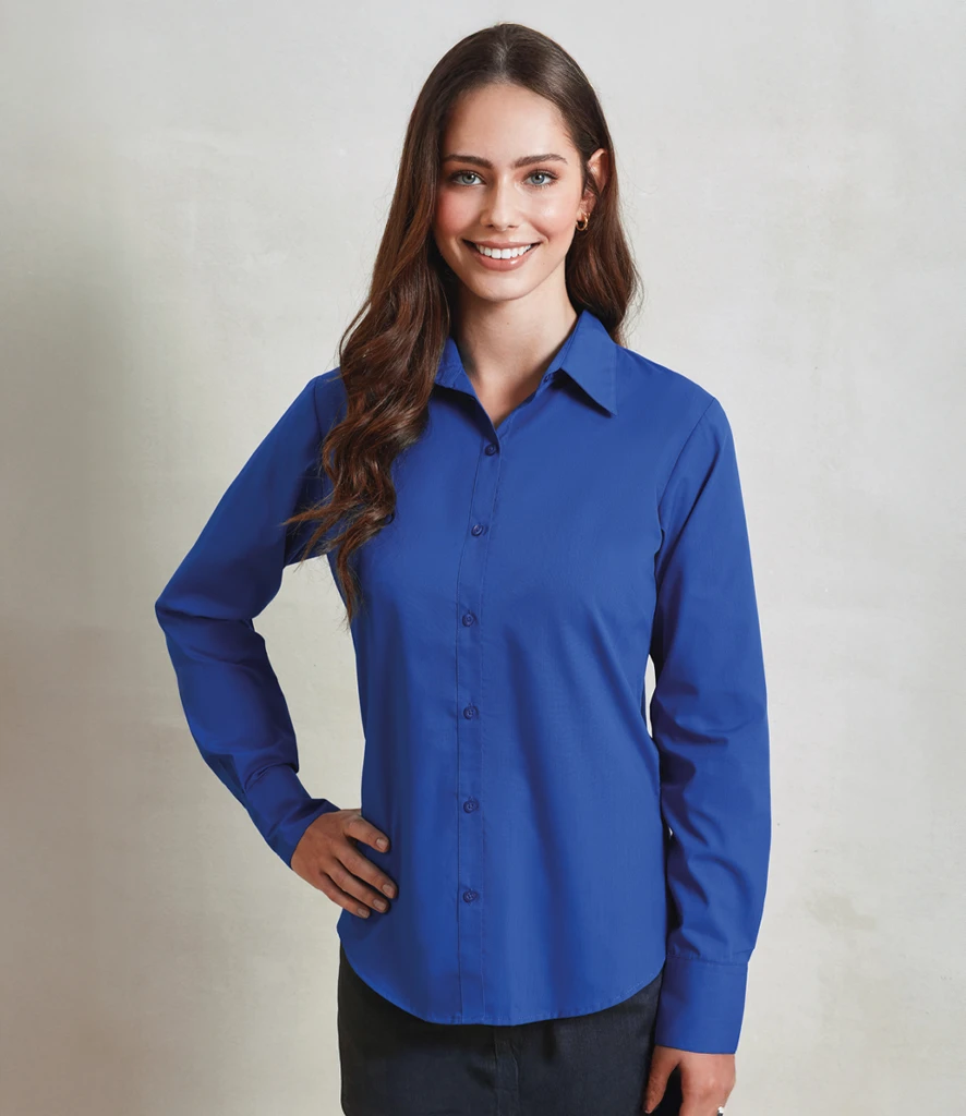 Premier Ladies Long Sleeve Poplin Blouse