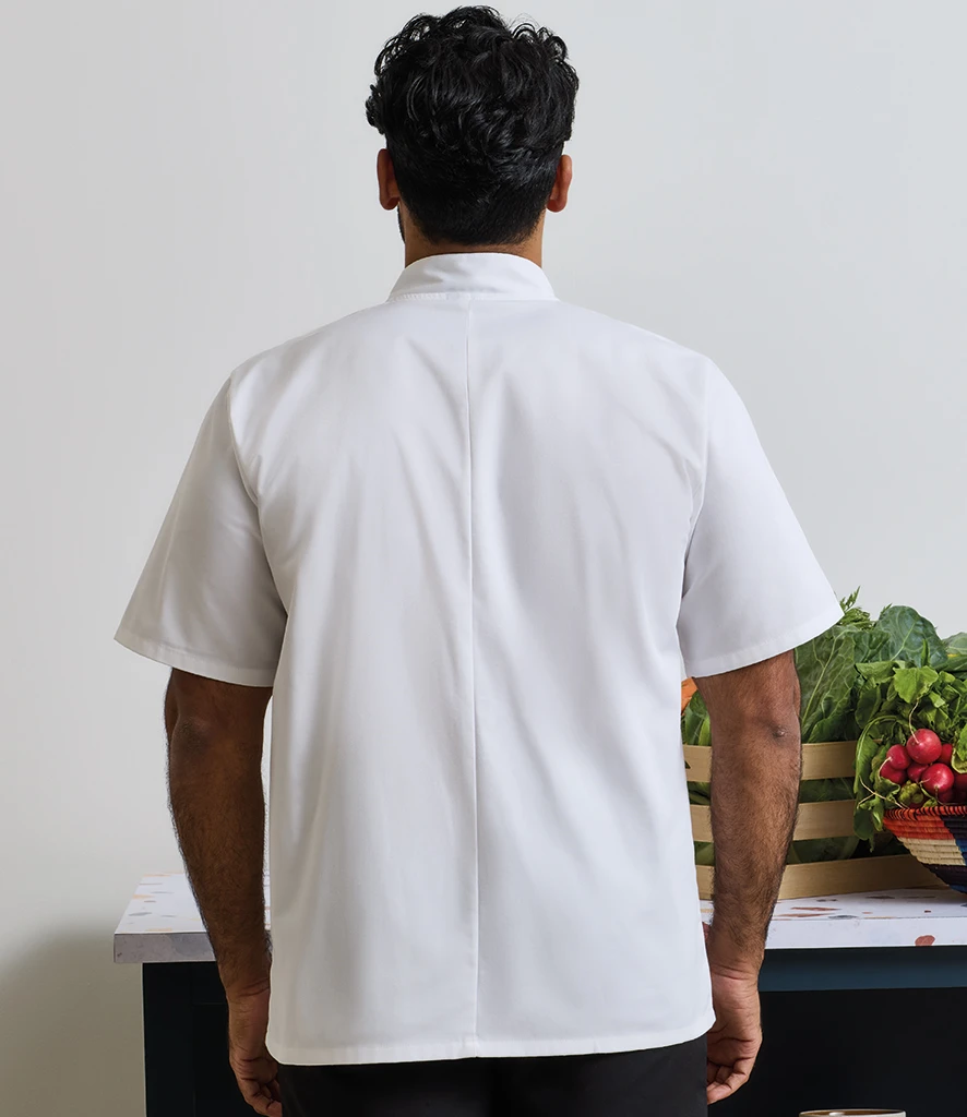 Premier Unisex Short Sleeve Stud Front Chef's Jacket
