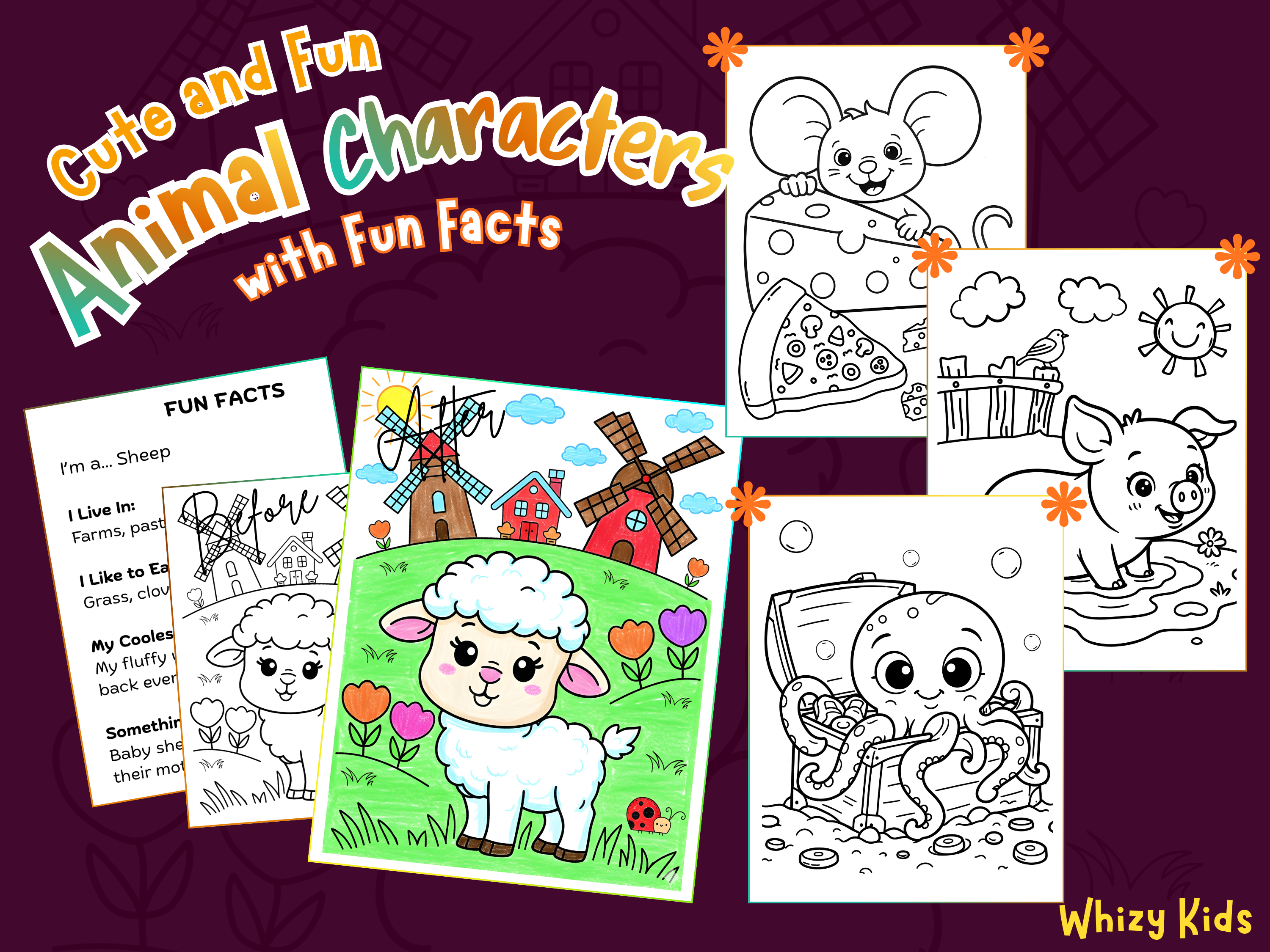 Cute Animals-Coloring + Fun Facts