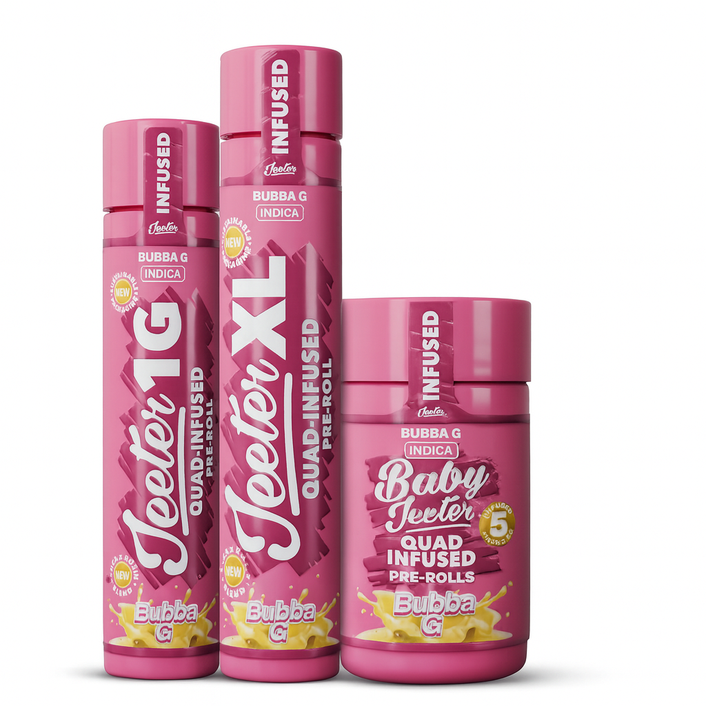 Jeeter 1G, Jeeter XL & Baby Jeeter – Bubba G (Indica)