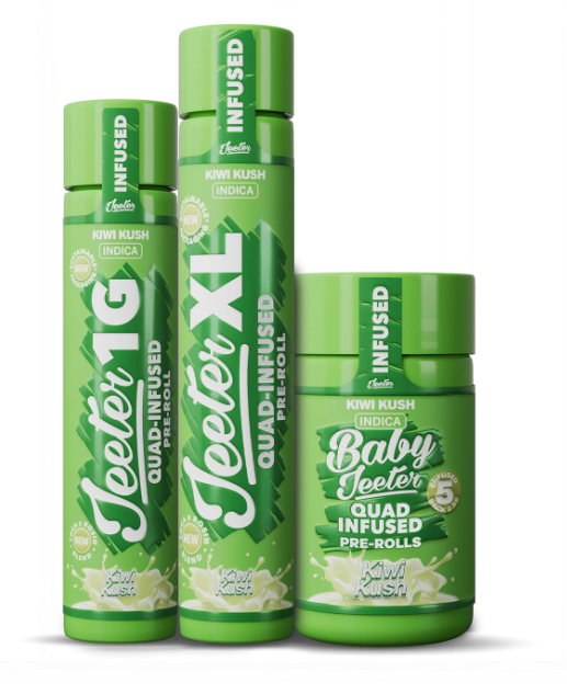 Jeeter 1G, Jeeter XL & Baby Jeeter – Kiwi Kush (Indica)