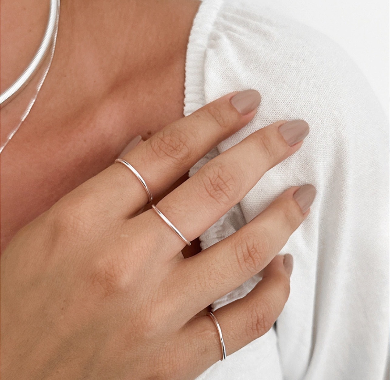 Conjunto de Anéis Minimalistas Prata