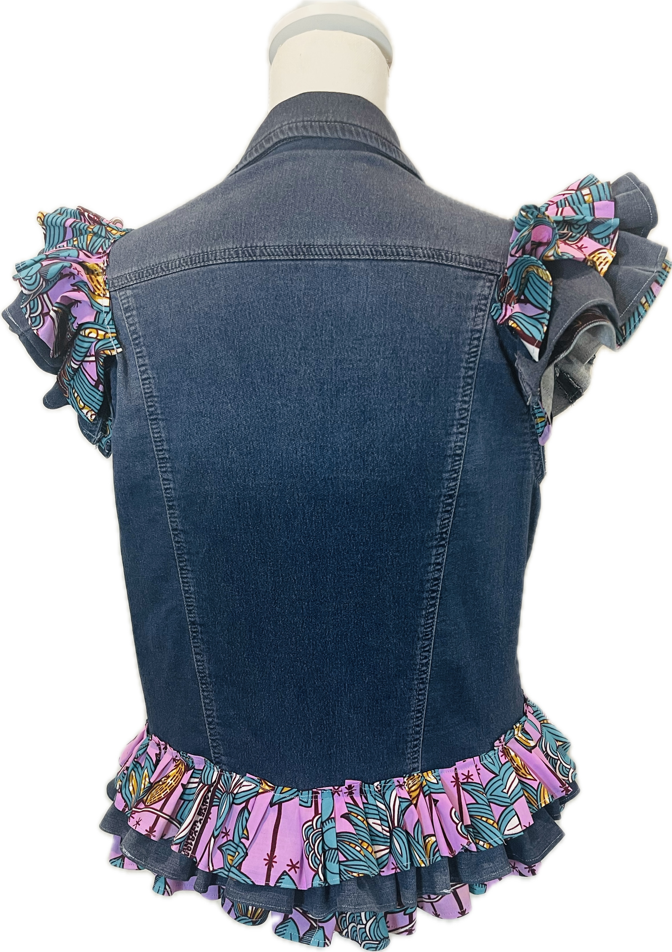 Denim Ruffle Sleeve Vest