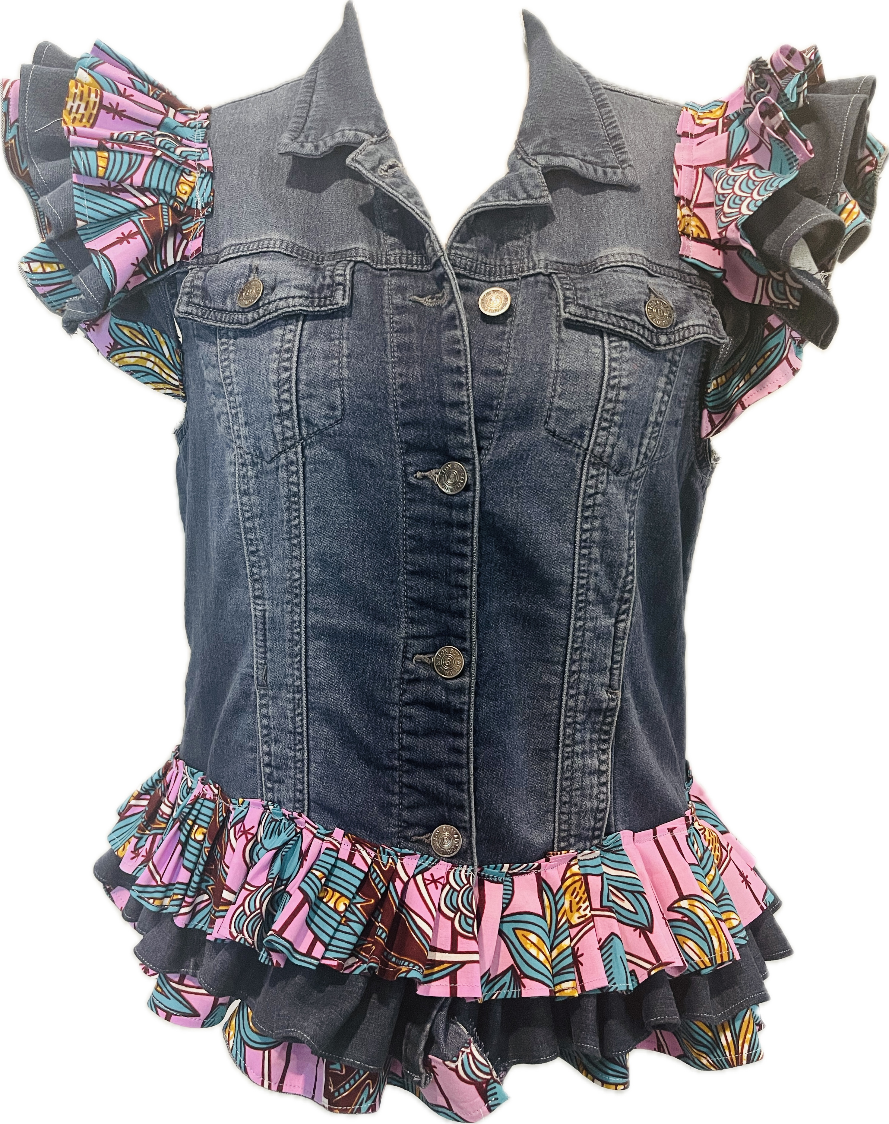 Denim Ruffle Sleeve Vest