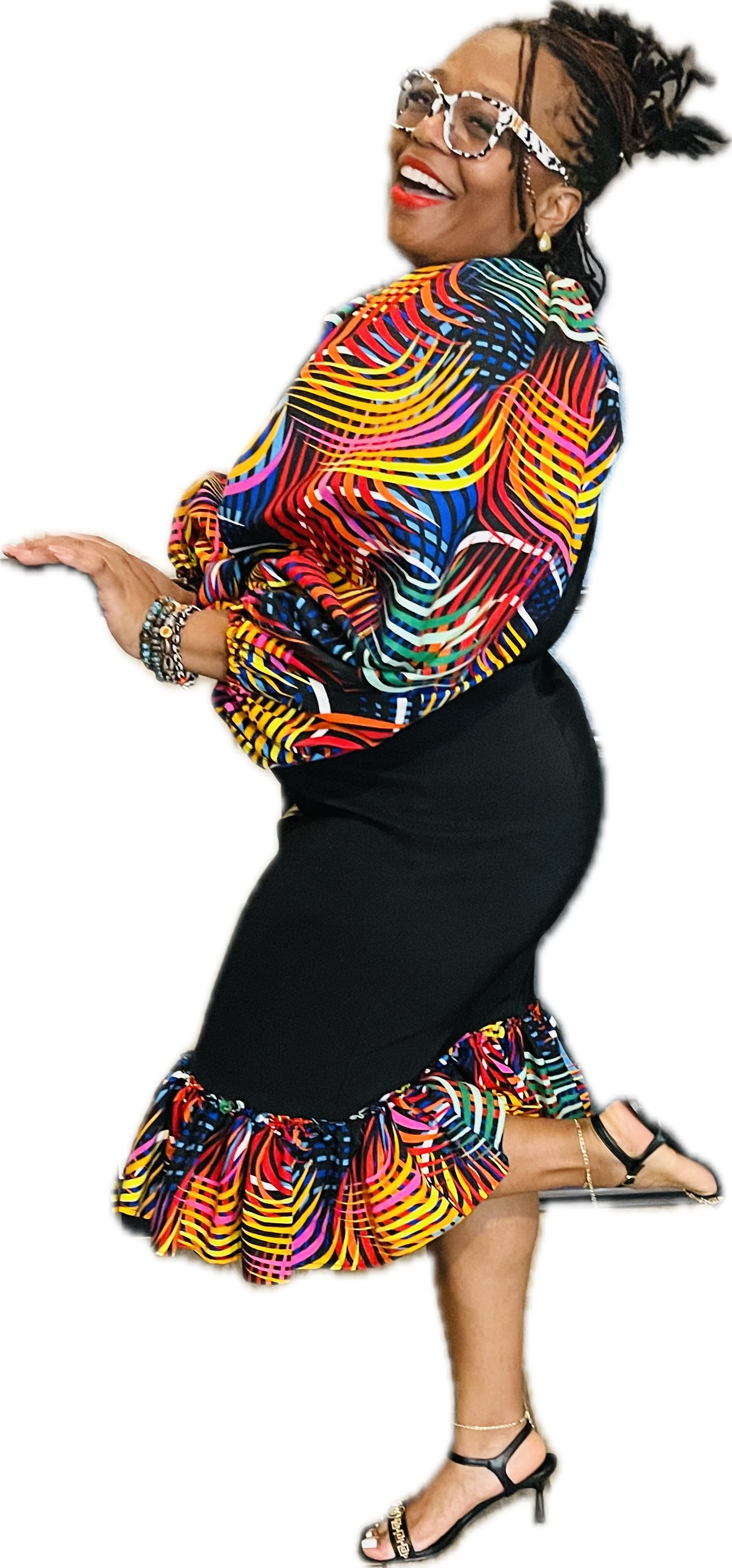 Ankara Accented Dress with Necksleeves 