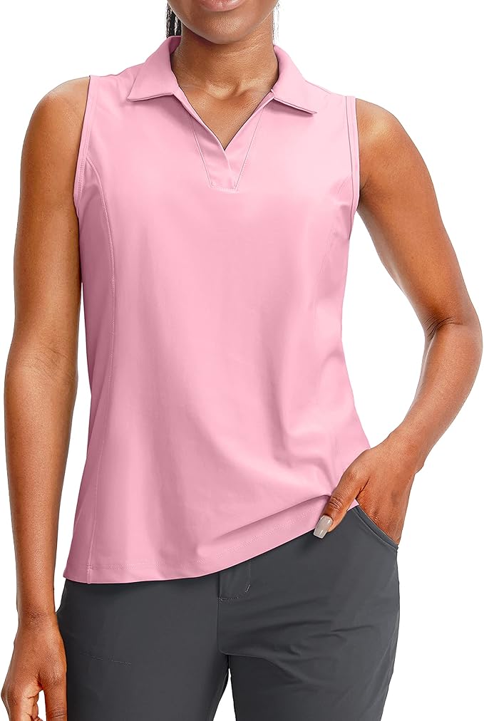G Gradual Women's Sleeveless Golf Polo Shirts Tennis Quick Dry Collared Tank Tops V-Neck Polos for Women
