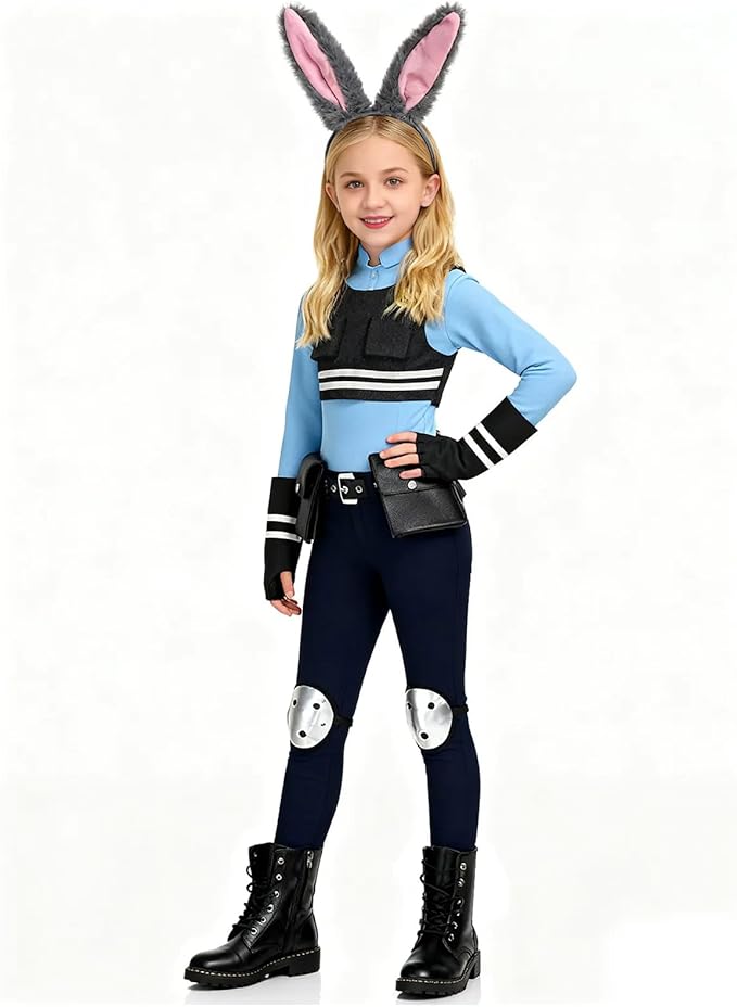 Kids Police Officer Costume Boys Girls Bunny Officer Cosplay Uniform Shirt Pants with Accessories Dress up Outfit