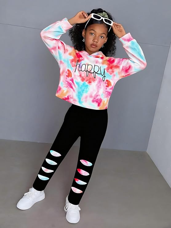 Kid Toddler Girl Clothes Tie Dye Hoodie Sweatshirt Little Girls Fall Pullover Hooded Pant Outfits Set