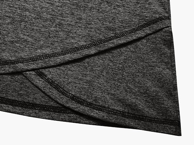 Kimmery Woman Raglan Sleeve Round Neck Irregular Hem Yoga Workout Shirt Sizes M-3XL