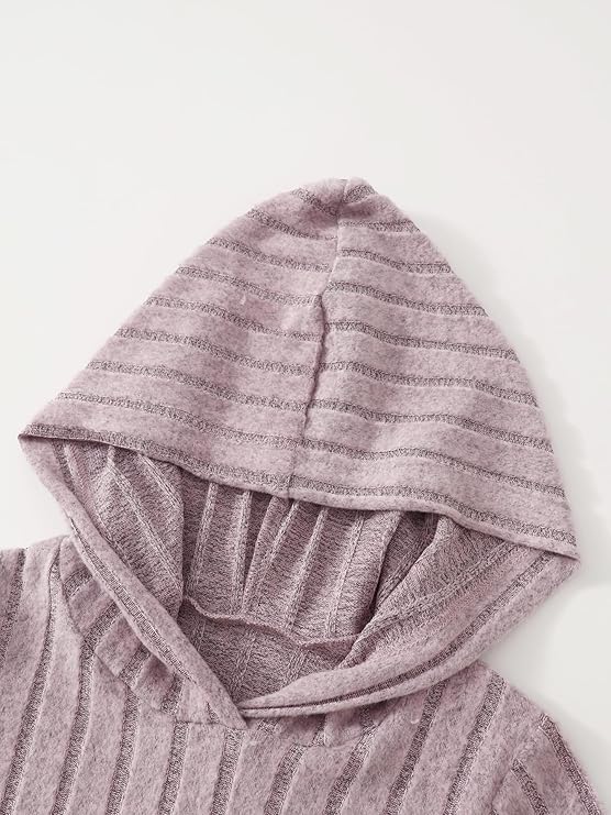 Girls Fall Clothes Set Ribbed Knit Hooded Pullover Sweatshirt and Active Sweatpants Size 3-12 Years