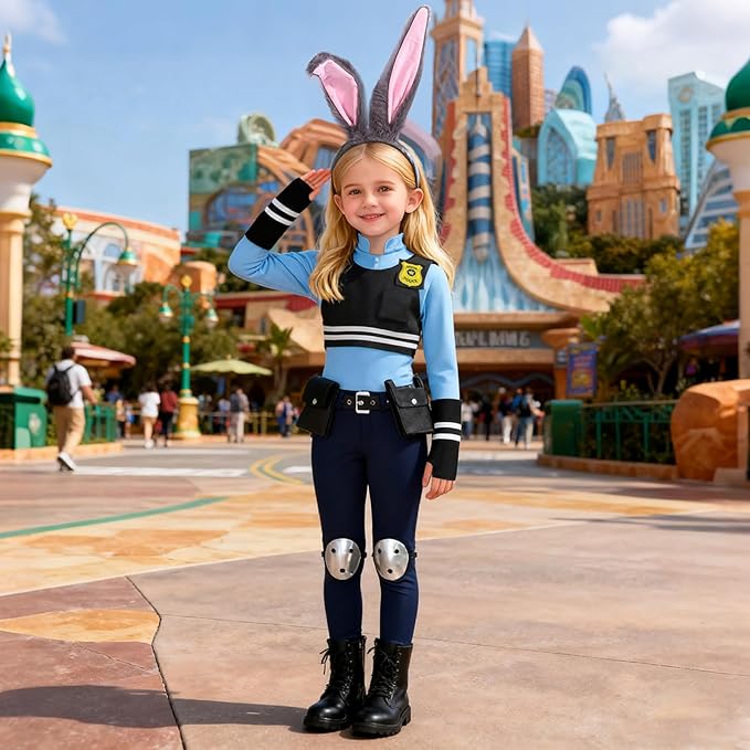 Kids Police Officer Costume Boys Girls Bunny Officer Cosplay Uniform Shirt Pants with Accessories Dress up Outfit