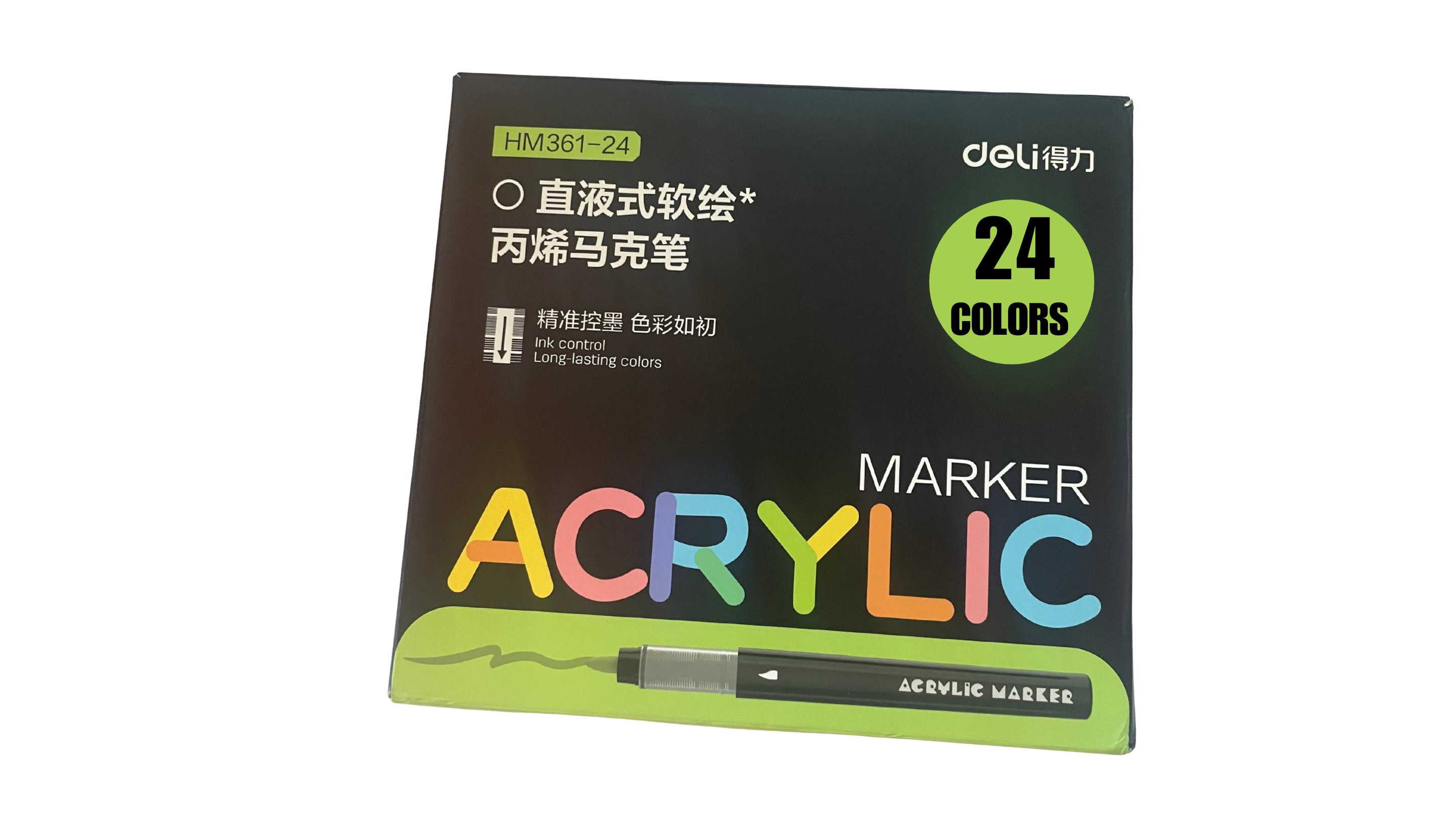 Deli Direct Liquid Acrylic Marker Pen Set - 24 Colours 