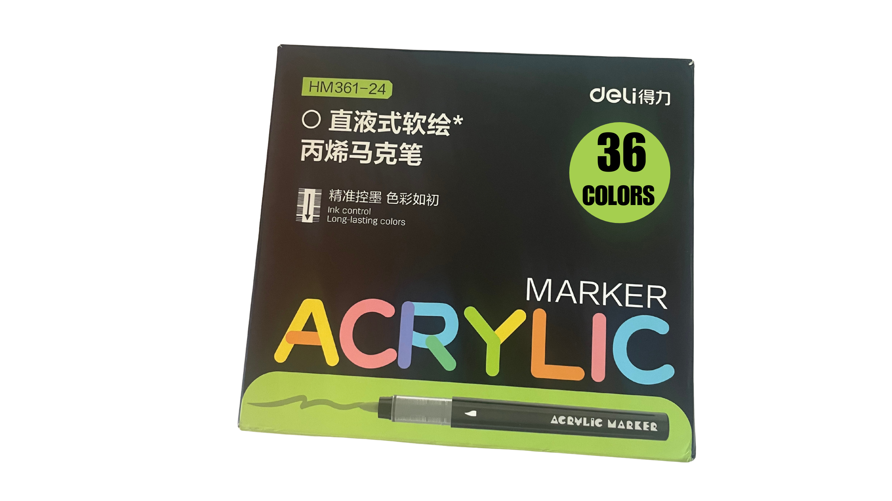 Deli Direct Liquid Acrylic Marker Pen Set - 36 Colours