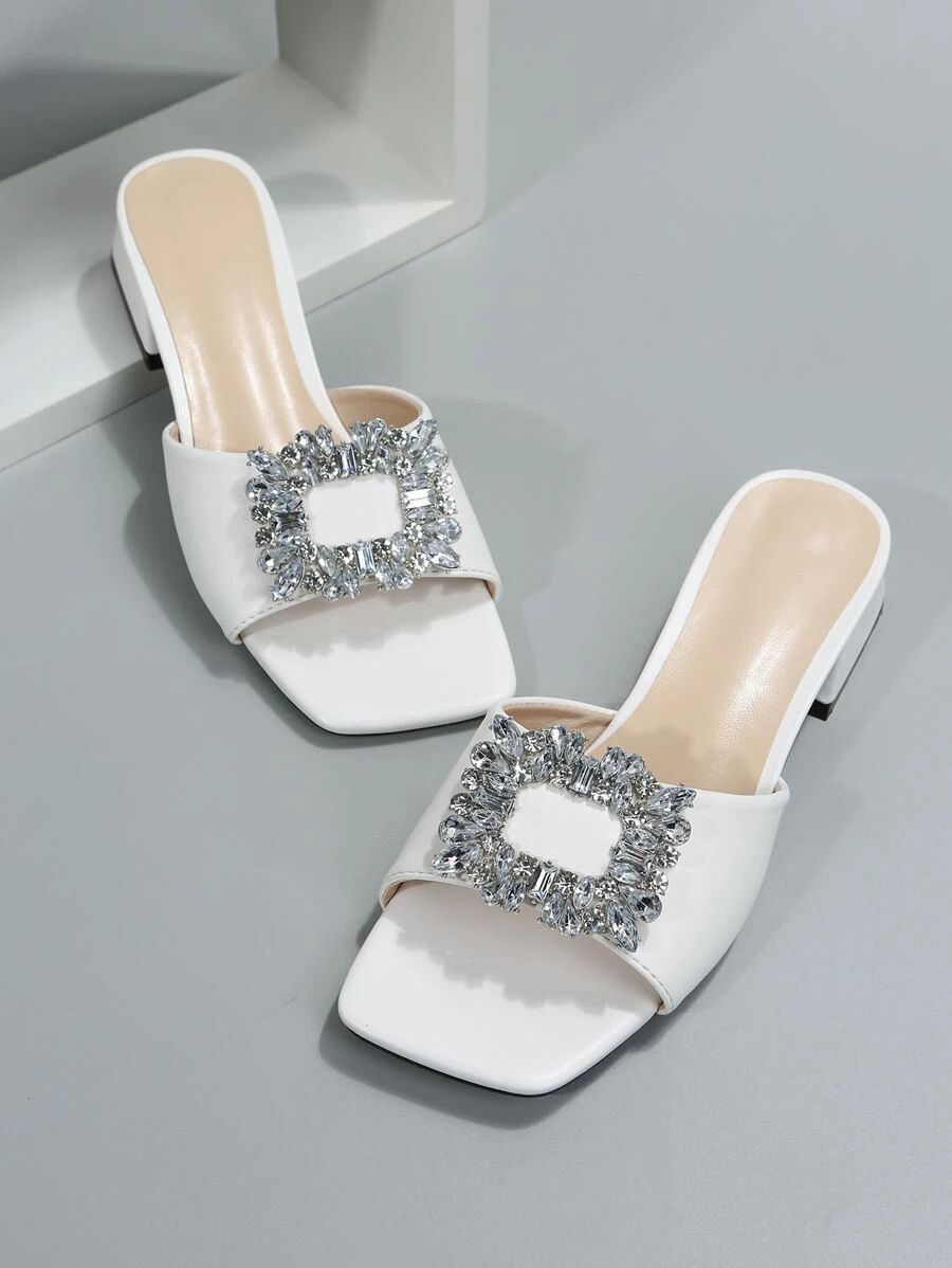 Crystal embellished heeled mules