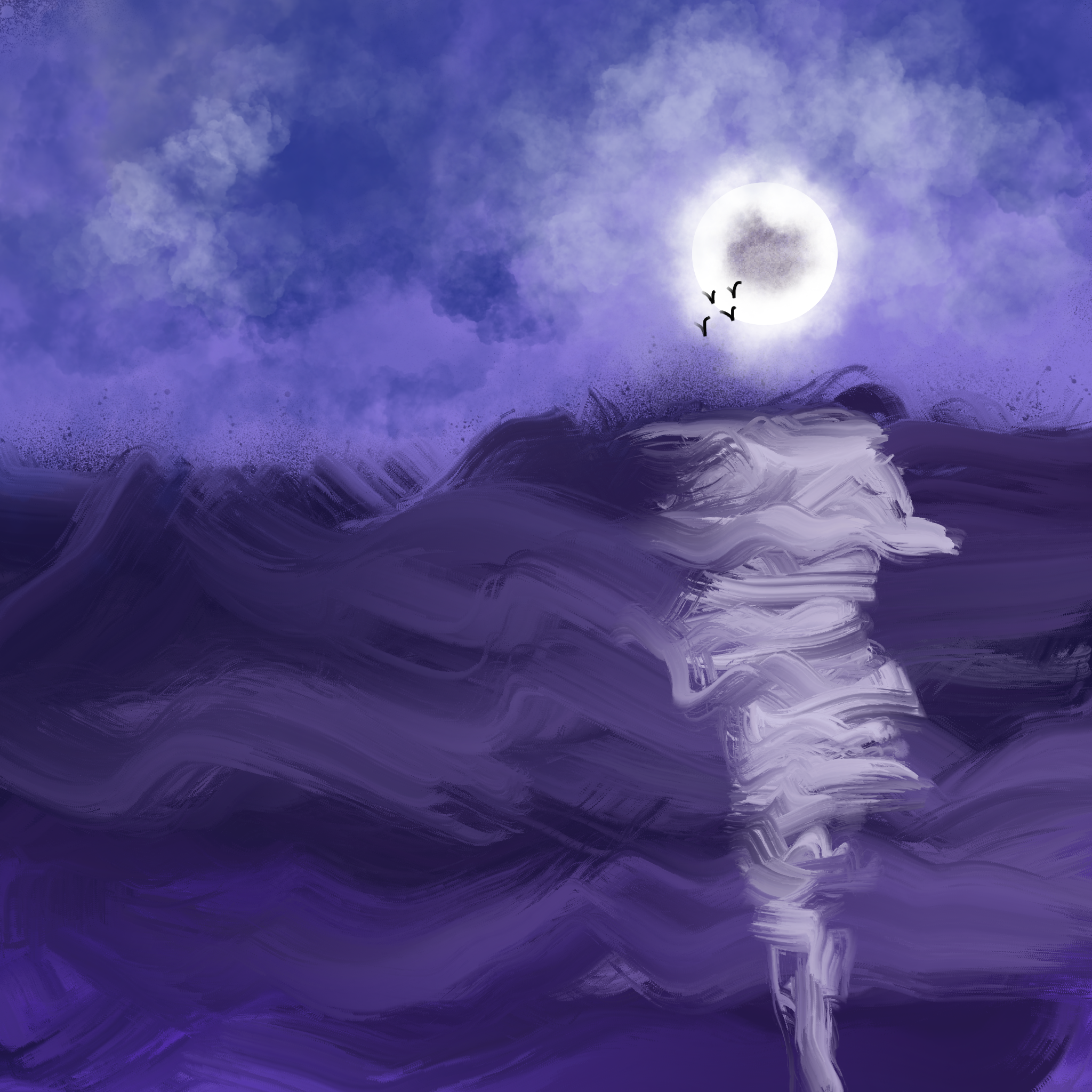 Mystical Moonlit Landscape Painting