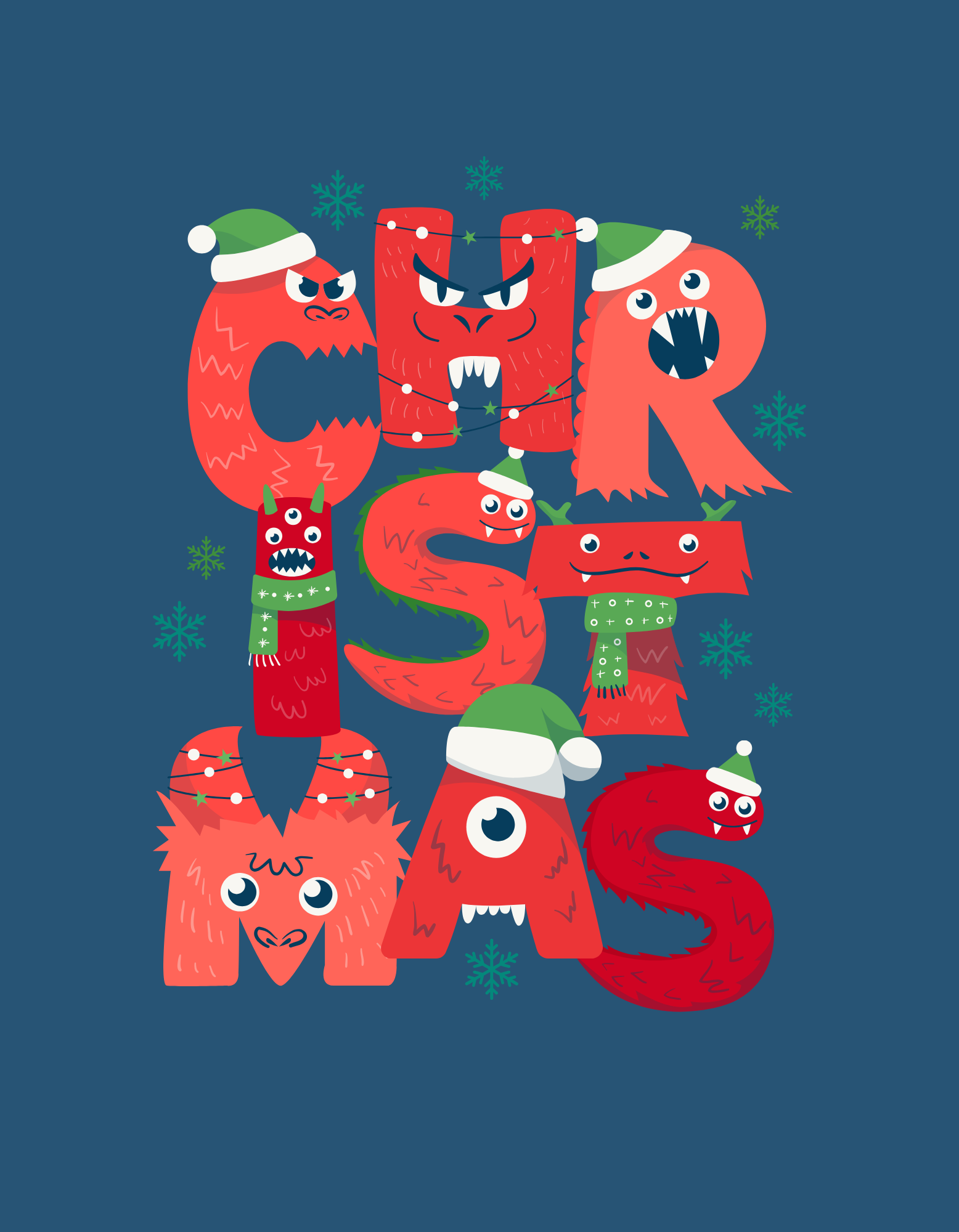 Christmas Monster Art Print - T Shirt