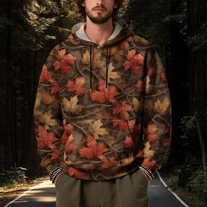 Men's Camouflage Hoodies Graphic Camo Pullover Sweatshirts Hooded Novelty Crewneck Fleece Fall Winter Clothing
