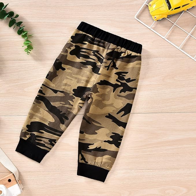 fioukiay Toddler Baby Boy Outfit Clothes LittLe Kids Long Sleeve Hoodie Sweatshirt Camouflage Pants Set Fall Winter Clothing
