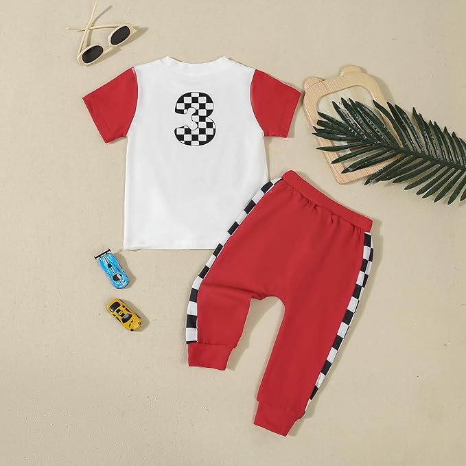 Baby Boy Birthday Outfit Fast One Two Three Four Outfits 1st-4th Race Car Birthdays Clothes Shirt Pants