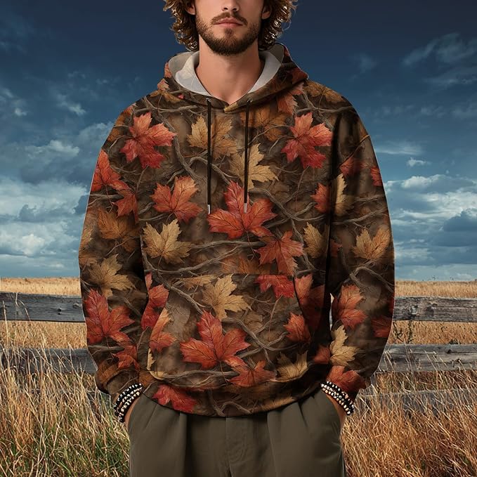 Men's Camouflage Hoodies Graphic Camo Pullover Sweatshirts Hooded Novelty Crewneck Fleece Fall Winter Clothing