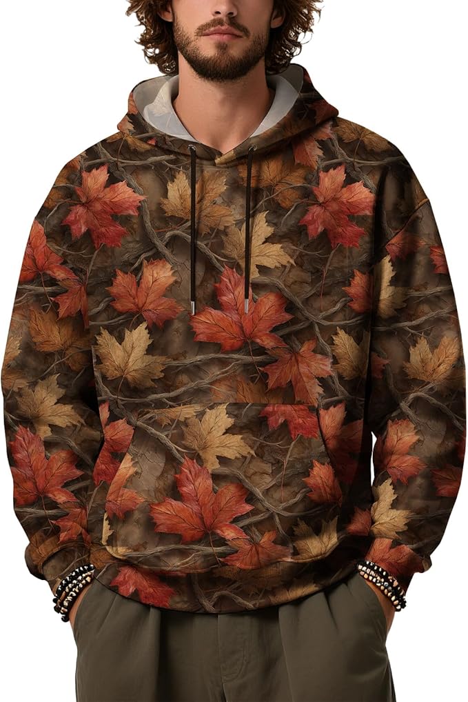 Men's Camouflage Hoodies Graphic Camo Pullover Sweatshirts Hooded Novelty Crewneck Fleece Fall Winter Clothing