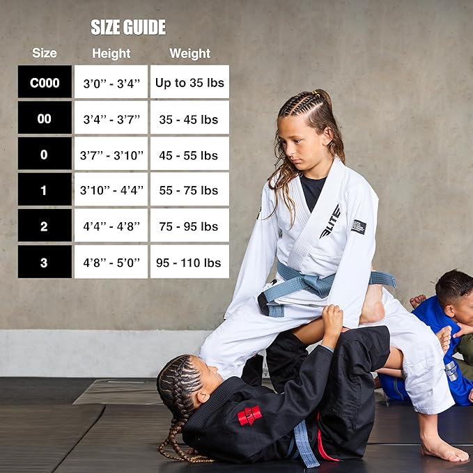Elite Sports IBJJF Ultra Light BJJ Brazilian Jiu Jitsu Gi for Kids with Preshrunk Fabric and Free Belt
